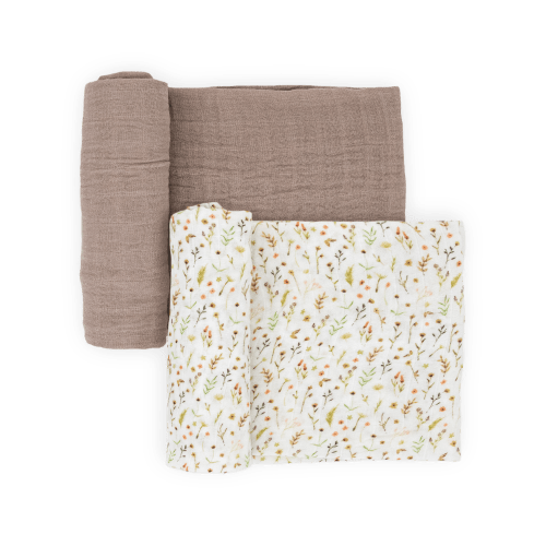 Organic Cotton Muslin Swaddle Blanket 2 Pack - Floral Field