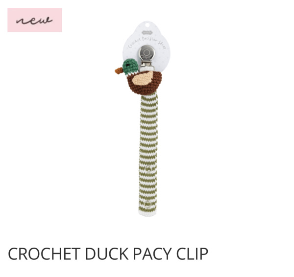 Crochet Duck Pacy Clip | Pacifier Holder for Babies | Mud Pie