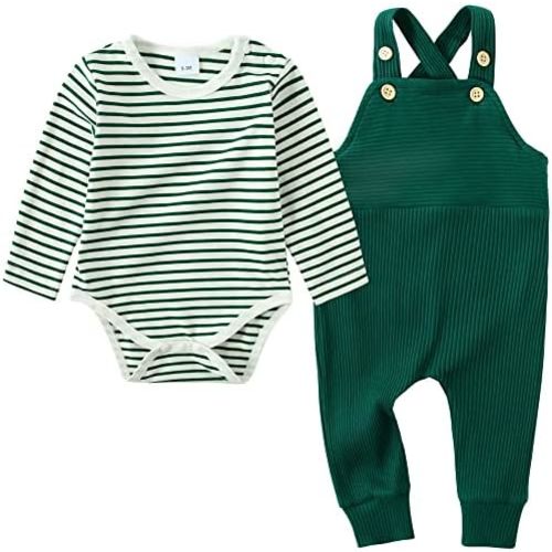 YUEMION Baby Boy Clothes Newborn Infant Boy Outfits 2Pcs Stripe Top Romper Pants Set 0-24 Months Overalls Toddler Boy Clothes