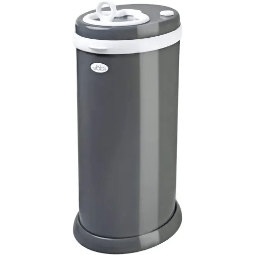 Ubbi Steel Diaper Pail, Odor Locking, No Special Bag Required, Award-Winning, Registry Must-Have, Slate