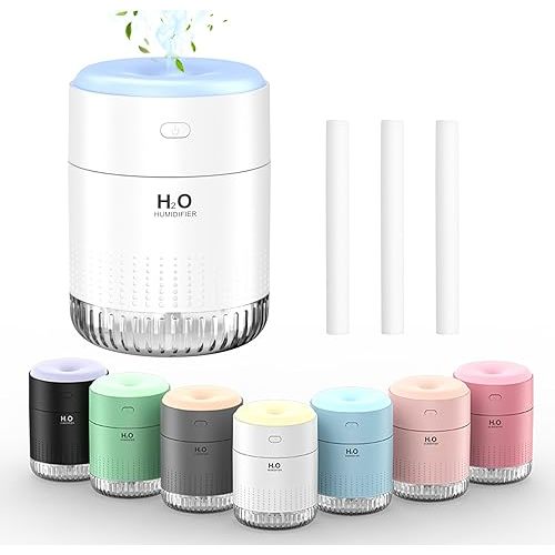 Colorful Mini Humidifier, USB Rechargeable Humidifier, 4 Modes Super Quiet, Humidifiers For Bedroom,Suitable For Travel Office Family-White