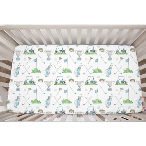 Golf crib sheet, Sports crib sheet, Golf nursery bedding, Golf crib bedding, Baby boy crib sheet, Golfing nursery - Little golfer