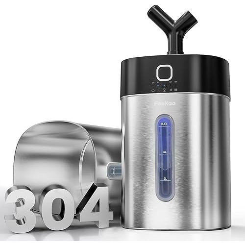 Feekaa Stainless Steel Humidifier Easy Clean, 1Gal/4L Cool Mist Humidifiers for Bedroom, Dishwasher Safe Humidifier Large Room, Humidifiers for Bedroom Baby Nursery Living Room Office, Black