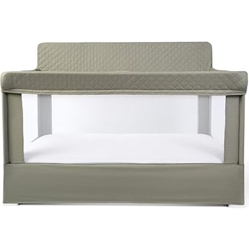 Baby Delight Lunaire Full Size Crib & Playard | Breathable Mesh Baby Crib | Tool-Free Assembly Baby Bed | 100% GOTS Certified Organic Cotton Fabric | Organic Sage
