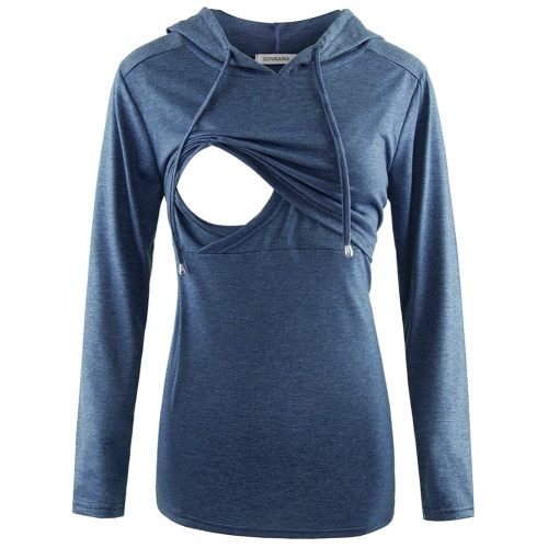 GINKANA Women's Nursing Hoodie Sweatshirt Long Sleeves Breastfeeding Maternity Tops Casual Clothes
