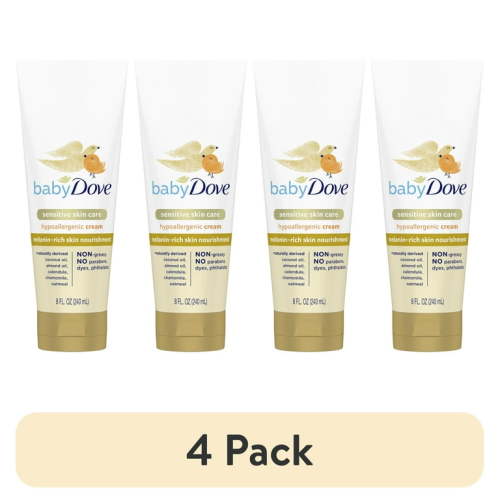 (4 pack) Baby Dove Sensitive Melanin-Rich Cream Newborn Hypoallergenic Nourishing Moisturizer, 8 oz