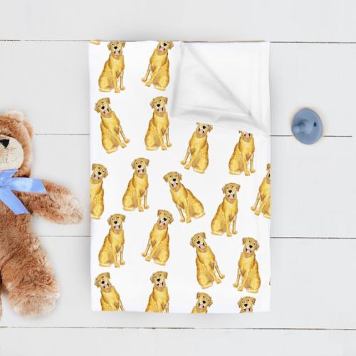 Watercolor Lab Jersey Swaddle Blanket Labrador White Lab Baby Gift - Etsy