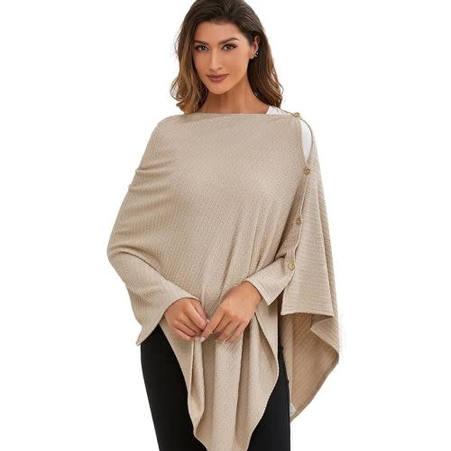 Nursing Cover for Baby Breastfeeding, Organic Cotton Knit Breastfeeding Cover, Warm Cozy Swaddle, Breathable and Soft, Wide Neck with Stretch for Easy View (Summer Wheat)