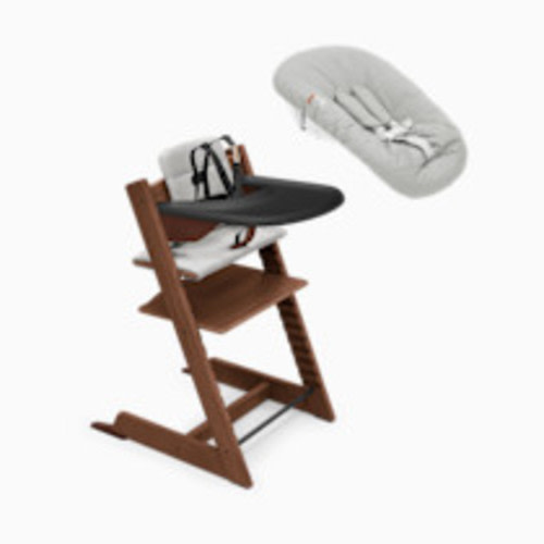 Stokke Tripp Trapp High Chair Complete² + Newborn Set - Oak Warm Brown/Anthracite Cushion/Black Tray/Newborn Grey