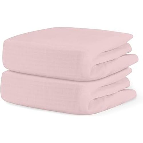 Newton Baby Organic Fitted Crib Sheets (2-Pack) - 100% Breathable and Ultra-Soft, 100% Organic Muslin Cotton, Sunrise Pink, Fits All Standard Cribs