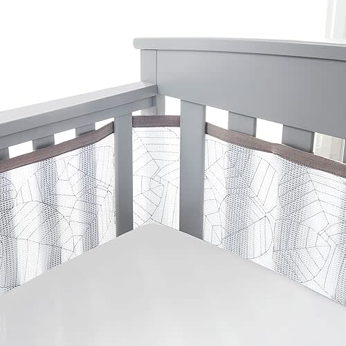 BreathableBaby Breathable Mesh Liner for Full-Size Cribs, Deluxe 4mm Mesh, Woodland Leaves (Size 4FS Covers 3 or 4 Sides)