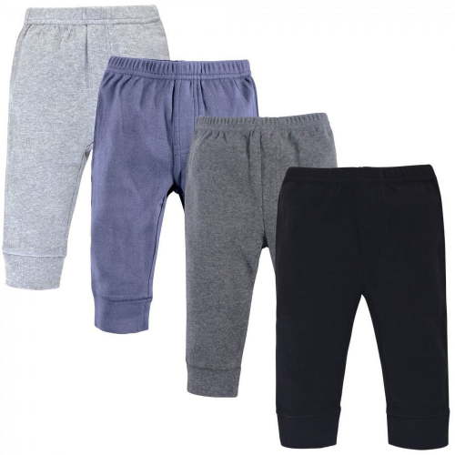 Touched by Nature Baby and Toddler Boy Organic Cotton Pants 4pk, Blue Gray, 3-6 Months