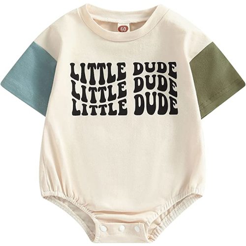 LIOMENGZI Baby Boy Romper Outfit Summer Fall Color Block Jumpsuit Casual Little Dude Short/Long Onesie Bodysuit Clothes - Blue Green - 3-6 Months