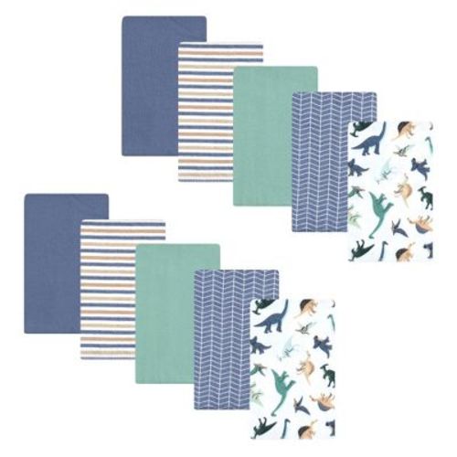 Hudson Baby Boys Cotton Flannel Burp Cloths 10-pack, Dino Friends, One Size