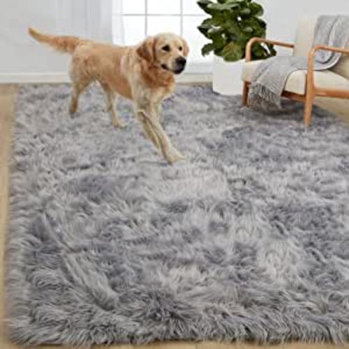 Amazon.com: Gorilla Grip Fluffy Faux Fur Area Rug, 6x9, Rubber Backing, Machine Washable Soft Furry Rugs for Living Room, Bedroom, Baby Nursery Decor, Durable Fuzzy Throw Carpet for Dorm Floor, Gray : Baby