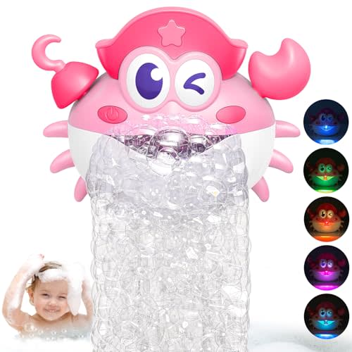Bath Toys,Light Up Crab Bath Bubble Maker Bathroom Toys for Kids Ages 1-3 4-8,Bath Bubble Machine with Colourful Light Toddler Bathub Toy Great Birthday Gifts for Kids