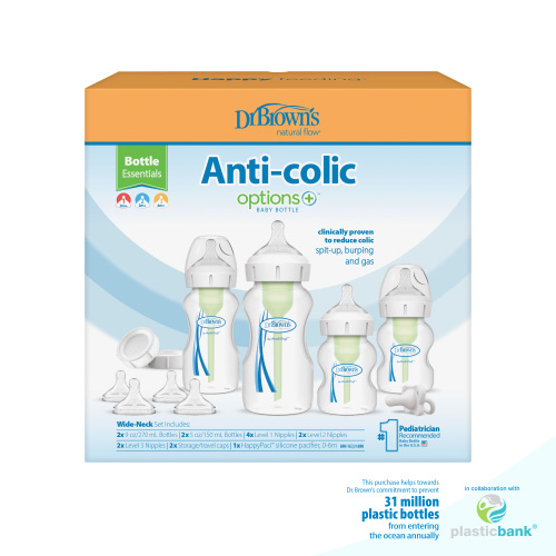 Dr. Brown's Natural Flow Anti-Colic Options+ Wide-Neck Baby Bottle Essentials Gift Set, BPA Free 0m+