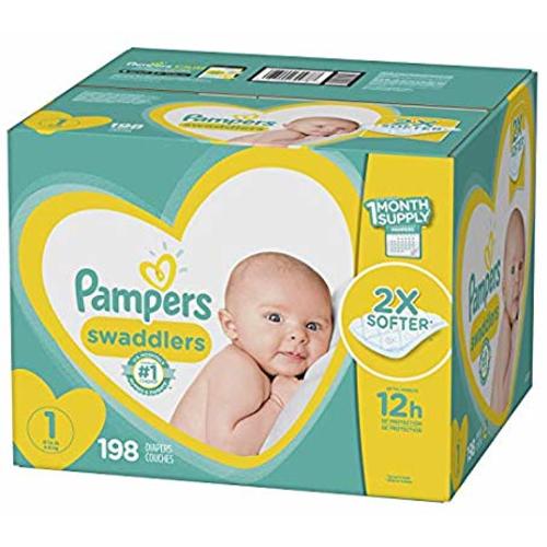 Diapers Newborn / Size 1 (8-14 lb), 198 Count - Pampers Swaddlers Disposable Baby Diapers, ONE MONTH SUPPLY