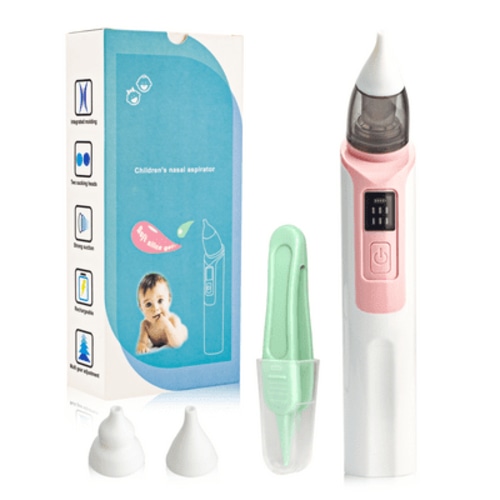 Nasal Aspirator for Baby Electric Nose Aspirator for Toddler Baby Nose Aspirator Adjustable 6 Levels of Suction Automatic Nose Cleaner with 2 Size Nozzles 1 Clip for Newborns and Infants (Pink)