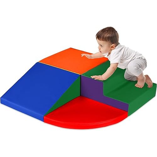 Best Choice Products 4-Piece Kids Climb & Crawl Soft Foam Block Activity Play Structures for Child Development, Color Coordination, Motor Skills - Multicolor