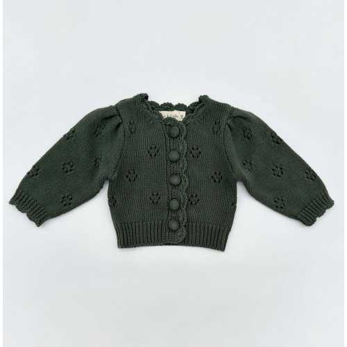 Baby Cardigan Knit Green Sweater - Anita heirloom