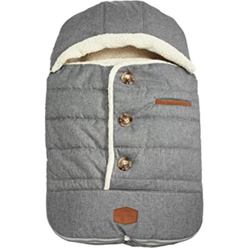 JJ Cole Bundle Me Winter Baby Car Seat Cover and Bunting Bag - Weather Resistant Baby Carrier Cover - Stroller Accessories and Winter Baby Essentials - Heather Gray