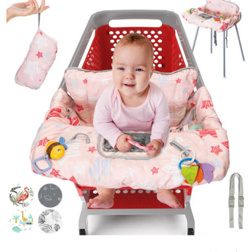Shopping Cart Cover for Baby PILLANI, High Chair Cover for Restaurant Seat, Grocery Cart Cover for Baby Girl and Boy, Cotton Buggy Covers for Babies, Toddler Shopping Cart Cover