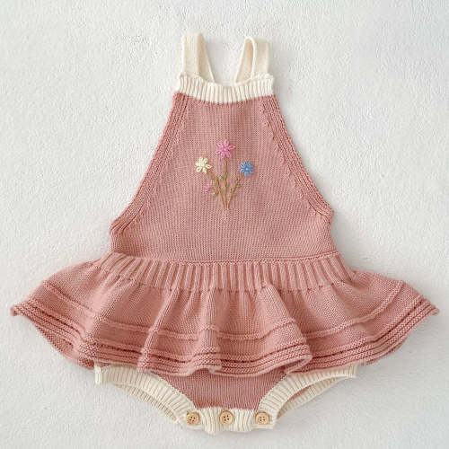 Whimsy Knit Embroidered Romper