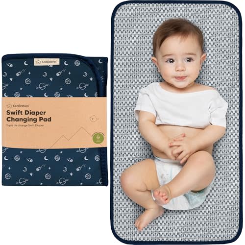 KeaBabies Portable Diaper Changing Pad, Easy Wipe Clean - Foldable Waterproof Baby Changing Mat for Diaper Bag, Compact, Lightweight, 25x13 Newborn, Infant, Baby Changer Travel Essential (Planets)