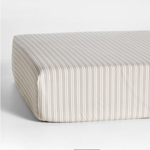 Frenchie Natural Taupe Organic Cotton Baby Crib Fitted Sheet by Leanne Ford