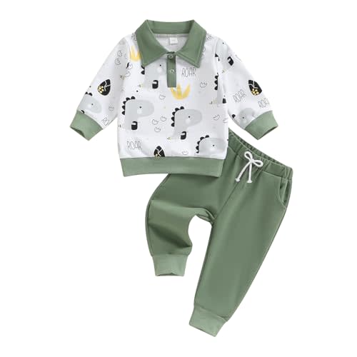 MA&BABY Toddler Boys Clothes Dinosaur Print 6 12 18 24 Months 3T 4T Outfits Long Sleeve Pullover Jogger Pant 2PC Sets