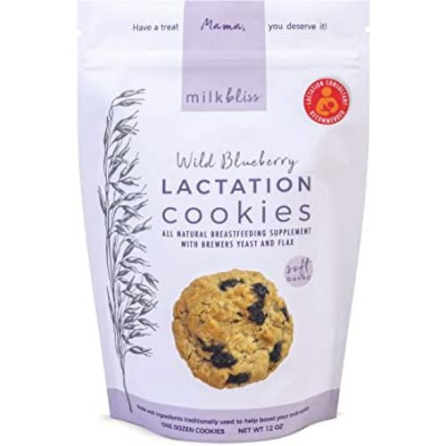 MilkBliss Wild Blueberry Soft Baked Oatmeal Lactation Cookies for Breastfeeding Support to increase Breastmilk Supply, 12 OZ