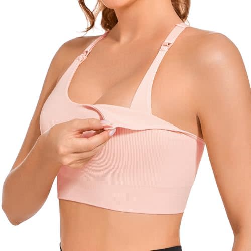 HBselect Nursing Bras for Breastfeeding, Medium-Impact Nursing Sports Bra Support Maternity Bras Pregnancy Wireless Bra
