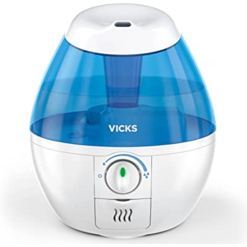Vicks Mini Filter-Free Cool Mist Humidifier, Small Room, .5 Gallon Tank, Blue – Visible Mist Small Humidifier for Bedrooms, Baby Nurseries and More, Works with Vicks VapoPads