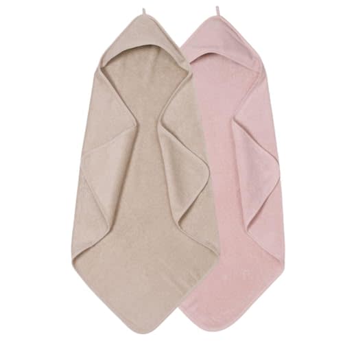 Baby Hooded Towels – Organic Cotton Baby Bath Towels – Baby Towels, Baby Bath Towels for Baby Boy, Baby Girl, Large 32" x 32" Super-Soft and Absorbent Baby Towels for Newborn 2 Pack (Blush/Fog)