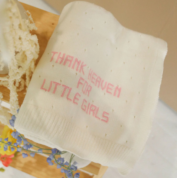 thank heaven embroidered knit blanket