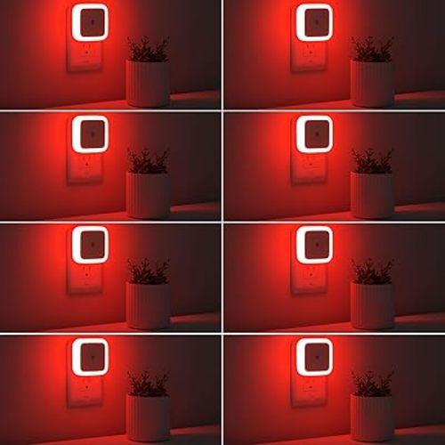 Sujeet Night Light, Night Lights Plug into Wall 8-Pack, Nightlight Plug in Night Light, Dusk to Dawn Night Lamp Led (Red)