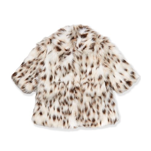Pippa & Julie Baby Girls Long Sleeve Leopard-Printed Faux-Fur Coat