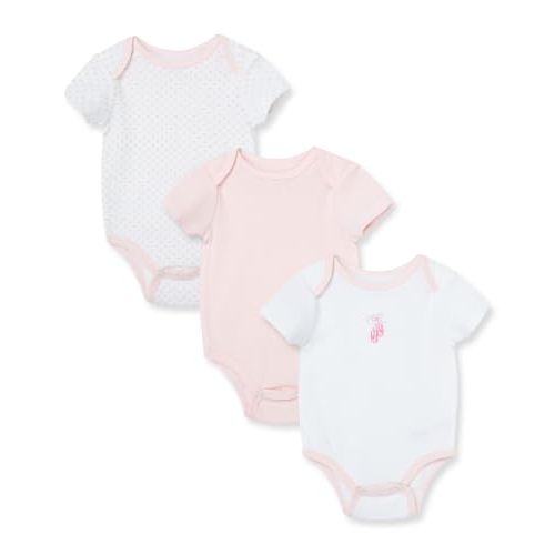 Little Me Baby Girls' 3-Pack 100% Cotton Scratch Free Tag Bodysuits