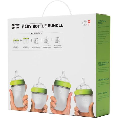 Amazon.com : Comotomo Baby Bottle Bundle, Green, (7 Piece Set) : Baby
