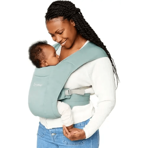 Ergobaby Embrace Baby Carrier Newborn to Toddler - Lightweight Ergonomic Baby Carriers - Cozy Essentials (7-25 Pounds), Ponte Knit, Jade Green