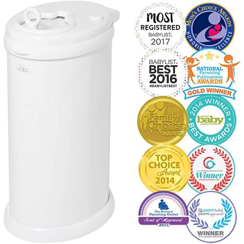 Ubbi Steel Odor Locking, No Special Bag Required Money Saving, Awards-Winning, Modern Design, Registry Must-Have Diaper Pail, White