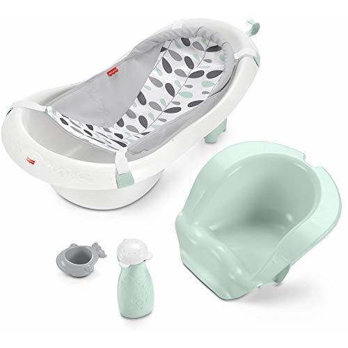 Fisher-Price Baby to Toddler Bath 4-in-1 Sling ‘n Seat Tub with Removable Infant Support and 2 Toys, Climbing Leaves (Amazon Exclusive)