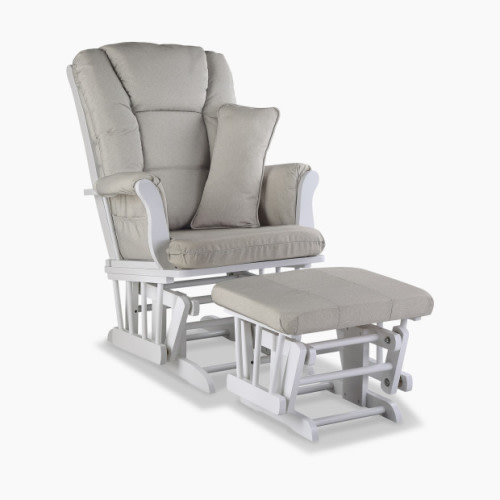 Storkcraft Tuscany Glider and Ottoman - White/Taupe Swirl