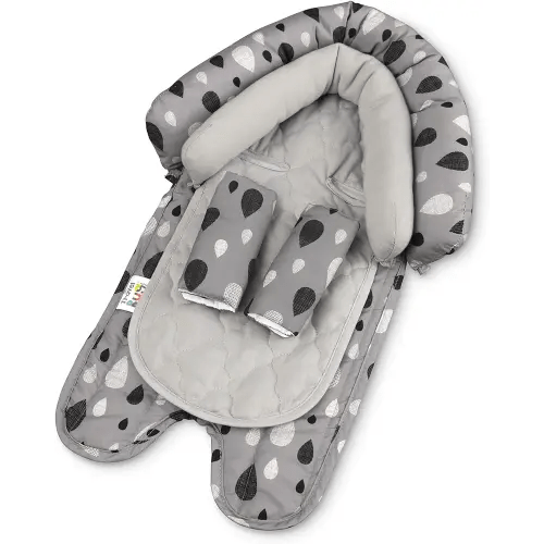 GoldBug Baby & Toddler 2-in-1 Car Seat Head Support + Strap Covers - Raindrop