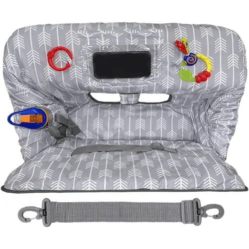Shopping Cart Cover for Baby Grocery Cart Cover for Baby boy and Baby Girl, High Chair Cover for Baby and Toddler, Baby Registry Gift - Waterproof - Extra Large - Cotton - Double Sided (light grey)