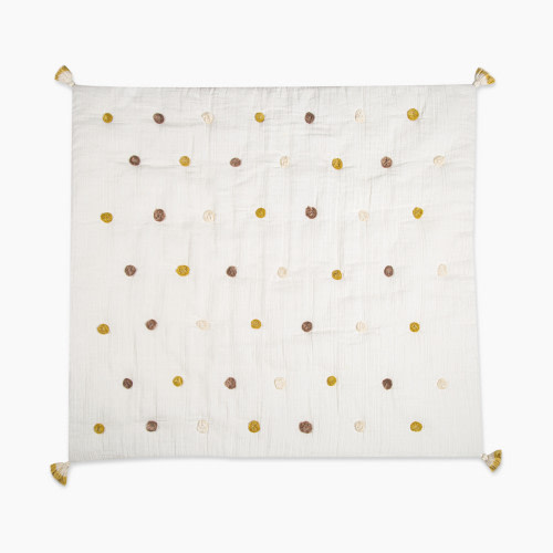 Crane Baby Cotton Muslin Pom Pom Baby Quilt - Kendi