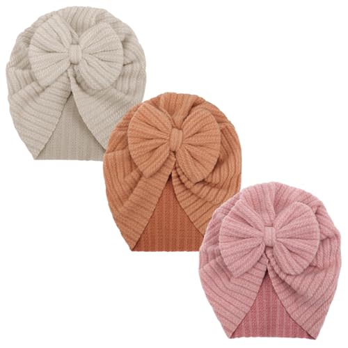 AQOKKA Newborn Baby Girl Hats with Bow Toddler Infant Beanie Cap Newborn Hospital Hats for Baby Girl Kid 0-12 Months