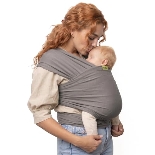 Boba Baby Wrap Carrier – Original Baby Sling Carrier for Newborns (7–35 lbs), Soft, Secure, Hands-Free & Ergonomic, Ideal for Comfortable Bonding, New Parents (Grey)