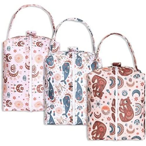 Lmbabter Wet Dry Bag 3PCS Diaper Organizer Bag Nappy Pouch Water- resistan Diaper Pod for Diaper Bag,Gym Bag,Travel Bag
